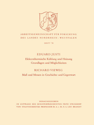 cover image of Elektrothermische Kühlung und Heizung Grundlagen und Möglichkeiten. Maß und Messen in Geschichte und Gegenwart